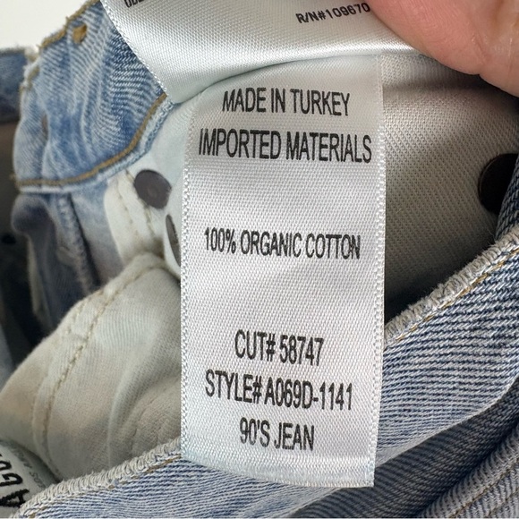 Agolde 90s Jean Button Fly Jeans Size 23 Distressed Straight Leg Cotton Blue - Picture 8 of 8